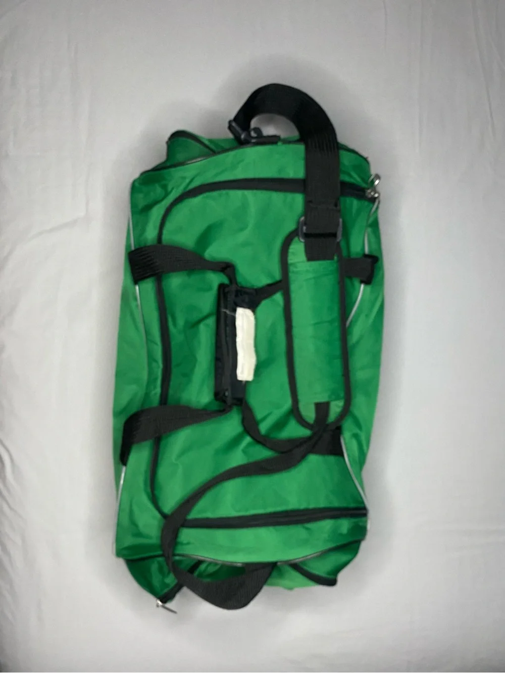 Nike Green Duffle Gym Bag with Padded Shoulder Strap & Handle White Swoosh Logo